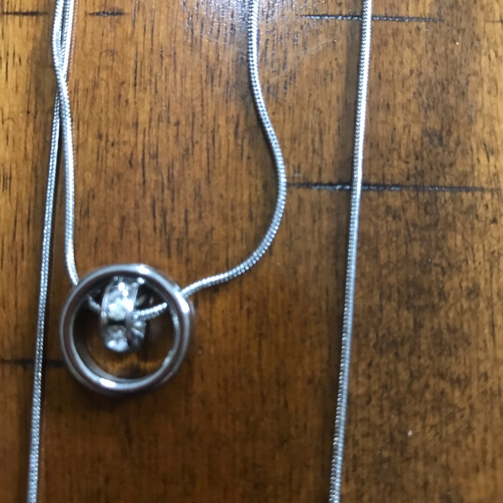 Express double chain circle in circle silver adjustable necklace - Picture 4 of 9